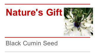Nature's Gift 
Black Cumin Seed 
 
