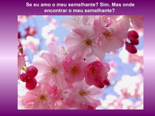 Se eu amo o meu semelhante? Sim. Mas onde encontrar o meu semelhante?  