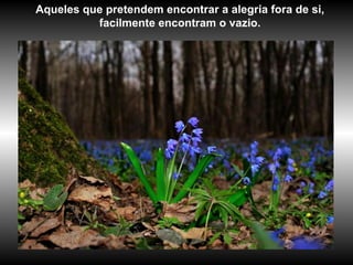 Aqueles que pretendem encontrar a alegria fora de si,
          facilmente encontram o vazio.
 