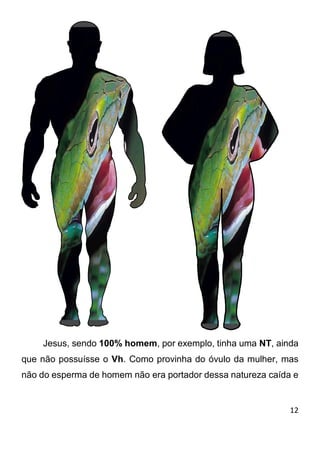 12 
Jesus, sendo 100% homem, por exemplo, tinha uma NT, ainda que não possuísse o Vh. Como provinha do óvulo da mulher, mas não do esperma de homem não era portador dessa natureza caída e  