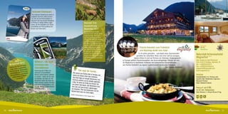 Achensee Erlebniscard
                                          Die Achensee Erlebniscard macht es
                                          möglich! Sooft Sie wollen können
                                          Sie sich mit der Rofanseilbahn in
                                          Maurach oder Karawendel-Bergbahn
                                         in Pertisau in luftige Höhen tragen                           Bewusst Tirol-
                                        lassen, mit den Dampfern der Achen-
                                       seeschiffahrt auf Tirols größtem See                            Auszeichnung
                                       kreuzen und vieles mehr.                                        November 2011
                                                                                                       Das gemeinsame Projekt
                                                                                                       „Bewusst Tirol“ soll die Tiroler
                                                                                                       Landwirtschaft, Wirtschaft
                                                                                                       und den Tourismus in Tirol
                                                                                                       stärken. Teilnehmende Betriebe
                                                                                                       wie der Wagnerhof verwen-
                                                                                                       den Milch und Milchprodukte
                                                                                                       aus Tirol, geben Erlaubnis zur                                                                                              Familie & Natur
                                                                                                       Mengenbekanntgabe durch                                  Frische Kuhmilch zum Frühstück                                     Natur-Aktiv
                                                                                                                                                                                                                                   Natur-Genuss
                                                                                                                                                                                                                                                                           Das Öste
                                                                                                                                                                                                                                                                           für Druck
                                                                                                                                                                                                                                                                           Ferdinan
                                                                                                       den Zulieferbetrieb, nehmen
                                                                                                                                                                und Abschlag direkt vom Hotel ...
                                                                                                                                                                                                                                   Hunde willkommen

                                                                                                       an diversen Aktivitäten im
                                                                                                                                                               Es ist selten geworden – und damit umso faszinierender:
                                                                                                       Rahmen des Projekts teil und
                                                                                                       steigern den Umsatz von Milch                         genießen Sie unberührte Natur und reine Luft im sonnigen,
                                                                                                                                                                                                                             Naturidyll Achenseehotel Unbenannt-1 1


                                                                                                       und Milchprodukten aus Tirol                      alpinen Klima in und um Pertisau am Achensee, Ausgangspunkt         Wagnerhof ✶ ✶ ✶
                                                                                                       nachhaltig.                        in Europas größtes Naturschutzgebiet, das Karwendelgebirge. Erholen Sie sich       Fam. Andrea & Josef Kirchmair
          NEU                                MOVELO – die neue
              r 2012:                                                                                                                     im Wagnerhof in familiärem Ambiente mit kulinarischen Gaumenfreuden –              Tirol, A-6213 Pertisau, Nummer 76
     ab Somme oramaruhe­                     Dimension des                                                                                mit frischer Kuhmilch aus eigener Landwirtschaft bereits zum Frühstück.            Tel.: +43(0)5243/5277
               it Pan                                                                                                                                                                                                        Fax: +43(0)5243/5532-8,
     Saunen m         ffetbereich
                                 ,
                                             Fahrradfahrens                                                                                                                                        Ihre Familie Kirchmair
           , neuer Bu                                                                                                                                                                                                        wagnerhof@naturidyll.com
      raum
                g des Sp eisesaales,         Unterwegs mit E-Bikes am                       Das sagt der Kun                                                                                                                 www.wagnerhof.at
     Erweiterun Barbereich und                                                                                           de…
         ßzügiger          tenlaube
                                             Achensee! 20 beschilderte             Wir waren zum fü
      gro
                 tliche Gar                                                                            nften Mal in Perti
      eine gemü auf entdeckt                 Routen warten darauf, entdeckt        waren mit diesem
                                                                                                       Hotel sehr zufried
                                                                                                                         sau und                                                                                             Anreise
         warten dar en!                      zu werden – direkt am See oder        Das Hotel liegt nu                     en.                                                                                                Inntalautobahn A12, Pertisau oder
                zu werd                      im Gelände. Auf mehr als 250                             r wenige Gehminut                                                                                                      mautfrei über Holzkirchen-Tegernsee-
                                                                                  Zentrum entfernt                        en vom
                                             Kilometern haben die Gäste die                           und ist deshalb an                                                                                                     Maurach-Pertisau
                                                                                  ruhig. Vor allem die                   genehm
                                             Wahl zwischen sanften Strecken                             Größe der Zimmer                                                                                                     Bahn: Bahnhof Jenbach
                                             und echten Wadenbeißern, wel-       uns positiv überra                         hat
                                                                                                     scht. Alle Mitarbeit
                                             che alle mit den E-Bikes bestens    sehr nett und ma                         er sind
                                                                                                    n kommt ungezwun                                                                                                         Preis p.P.: ab € 68,-
                                             befahrbar sind.                    ins Gespräch. Über                      gen
                                                                                                      das Restaurant un                                                                                                      im DZ inkl. Halbpension
                                                                                Speisen kann man                          d die
                                                                                                     nur Gutes sagen.                                                                                                        Exkl. Ortstaxe € 1,50 pro Person  Tag
                                                                                (Quelle holidaych
                                                                                                 eck.at, Gerd, Au
                                                                                                                 gust 2011)
                                                                                                                                                                                                                              56   € 6,–




20                                                                                                                                                                                                                                                                    21
 