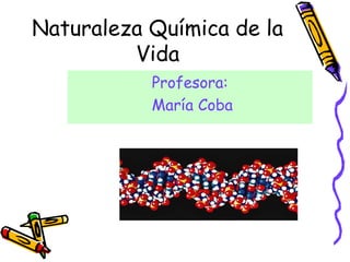 Naturaleza Química de la
         Vida
           Profesora:
           María Coba
 
