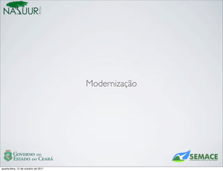Mobile




                                       Modernização




quarta-feira, 12 de outubro de 2011
 