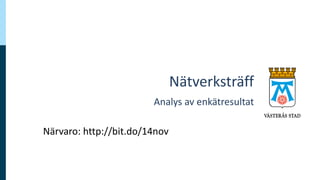 Nätverksträff	
Analys	av	enkätresultat
Närvaro:	http://bit.do/14nov
 