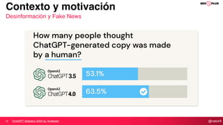 @natzir9
Contexto y motivación
Desinformación y Fake News
ChatGPT Statistics 2024 by Tooltester
 