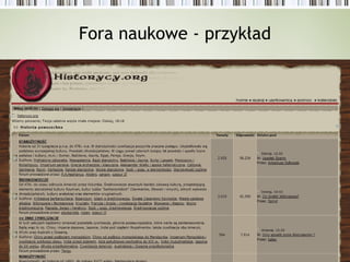 Fora naukowe - przykład
 