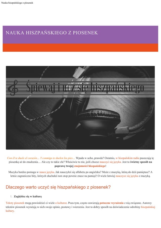 Nauka hiszpanskiego z piosenek | PDF
