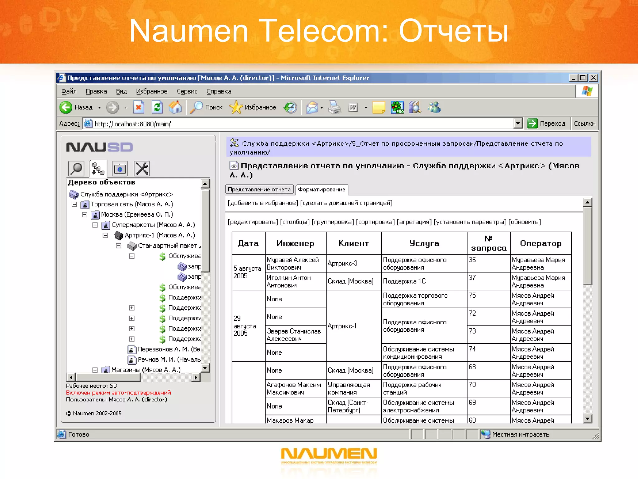 Naumen Telecom: Отчеты 