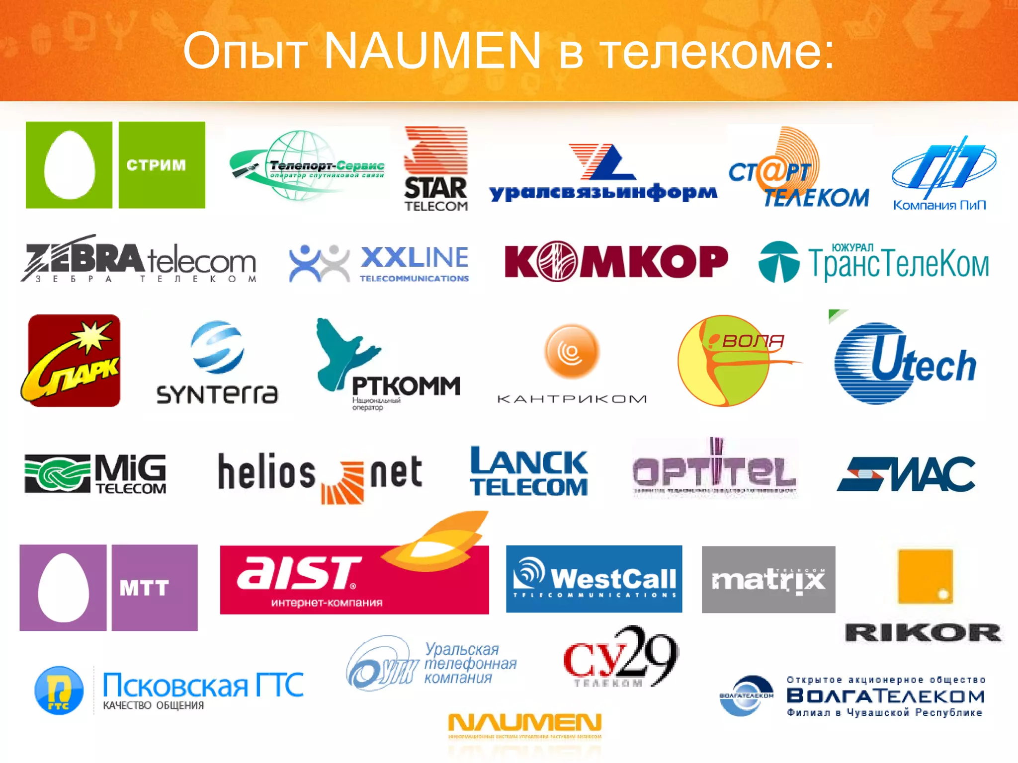 Опыт  NAUMEN  в телекоме: 
