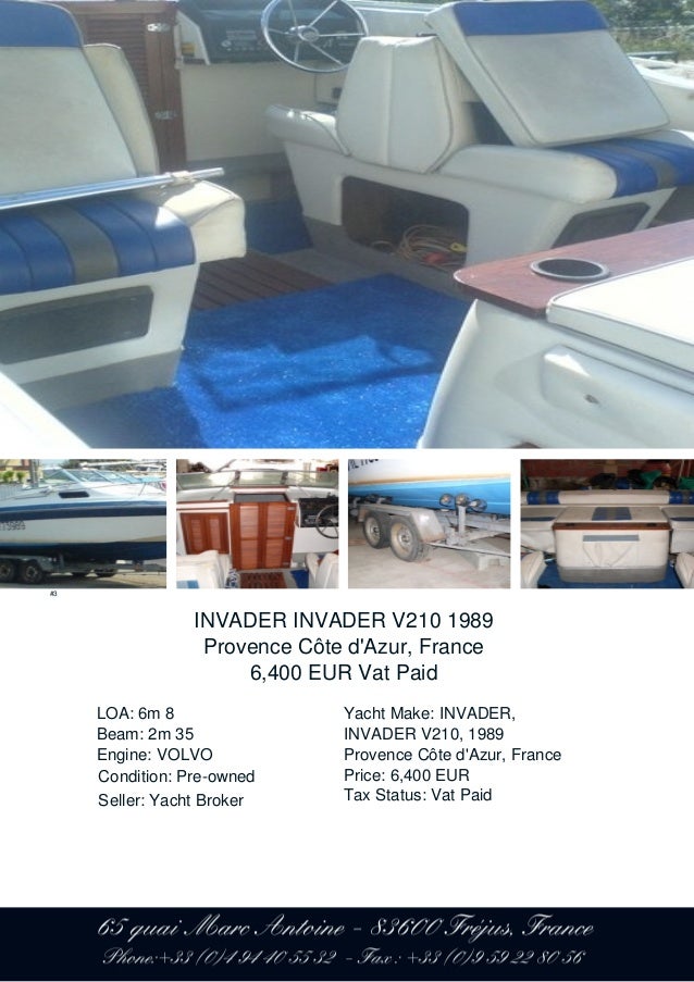 INVADER INVADER V210, 1989, 6.400 € For Sale Brochure. Presented By