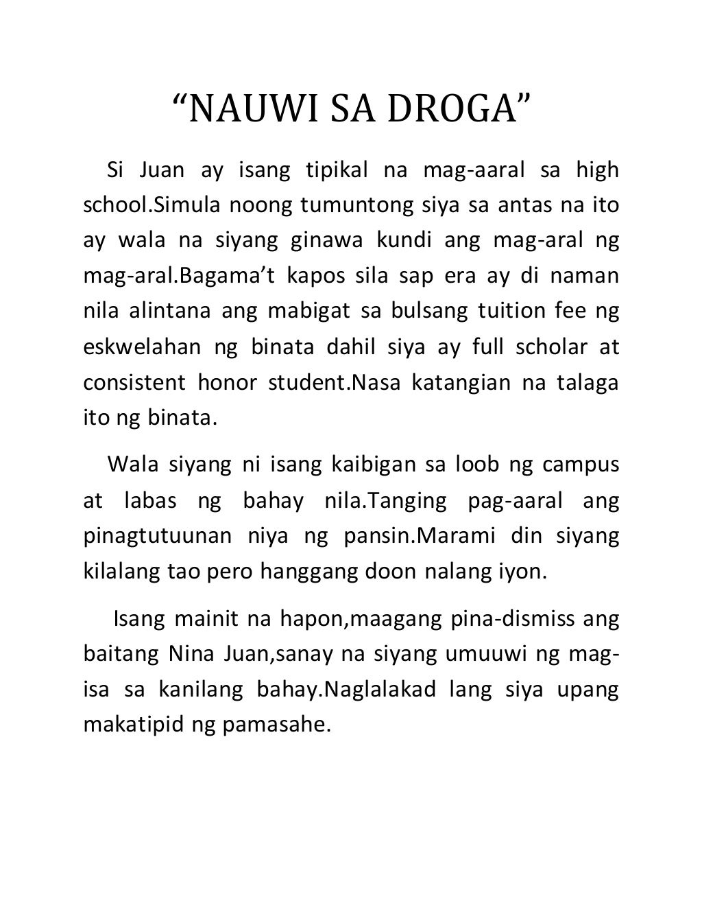 drugs essay tagalog