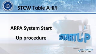 ARPA System Start
Up procedure
STCW Table A-II/1
 