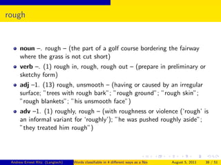 Words classifiable in four different ways as a noun, verb, adjective ...