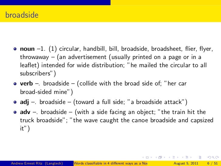 Words classifiable in four different ways as a noun, verb, adjective