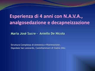 Maria José Sucre - Aniello De Nicola
Struttura Complessa di Anestesia e Rianimazione.
Ospedale San Leonardo, Castellammare di Stabia (NA)
 