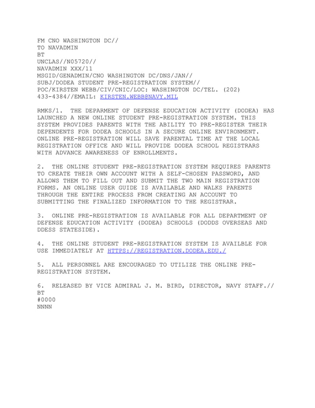 Navadmin DODEA Online Registration PDF