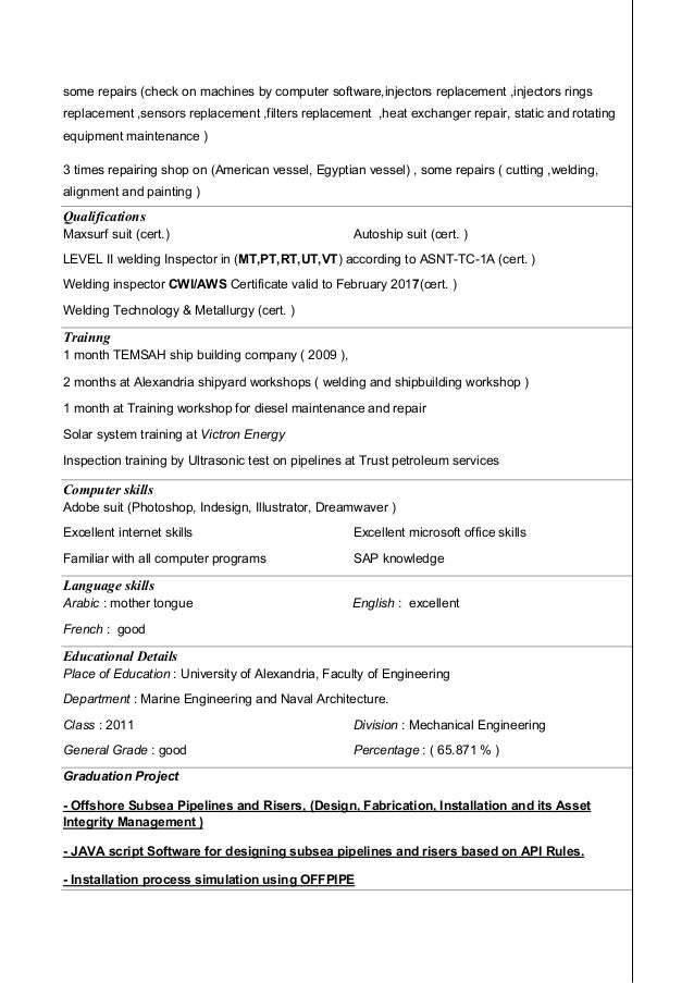 naval architect and mechanical marine engineer shehab naval architect resume