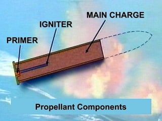 MAIN CHARGE
         IGNITER
PRIMER




     Propellant Components
 