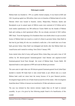 mehran gate scandal corprate governance study | DOCX