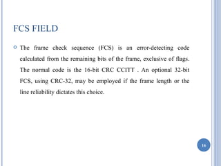 a ppp frame includes a fcs which is