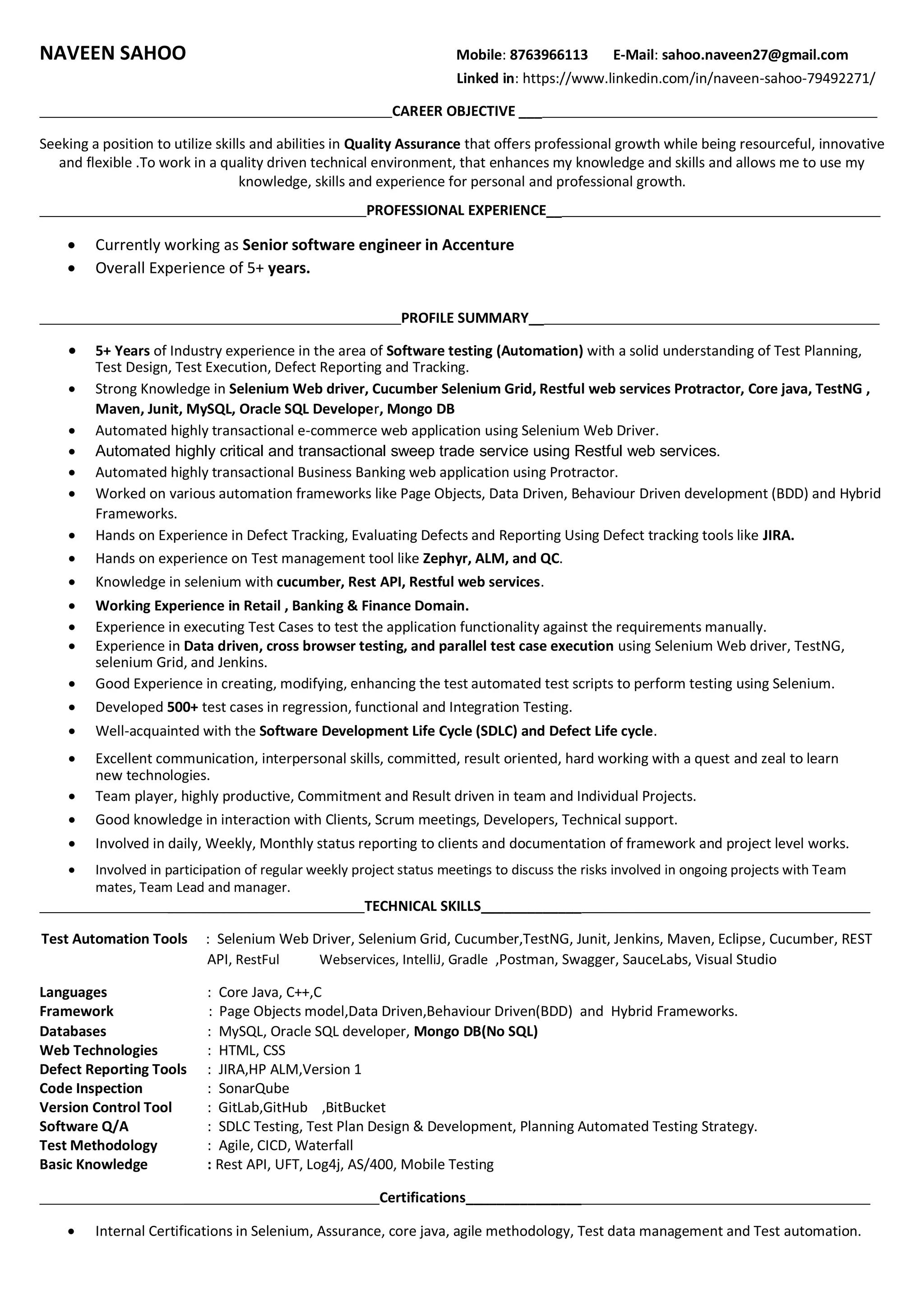 Naveen Sahoo Resume | PDF | Web Development | Internet