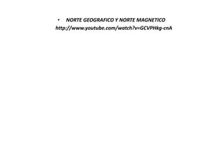 • NORTE GEOGRAFICO Y NORTE MAGNETICO 
http://www.youtube.com/watch?v=GCVPHkg-cnA 
 