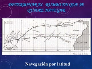 DETERMINAR EL RUMBO EN QUE SE
QUIERE NAVEGAR
Navegación por latitud
 