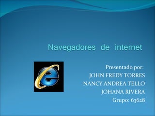 Presentado por:  JOHN FREDY TORRES NANCY ANDREA TELLO JOHANA RIVERA Grupo: 63628 