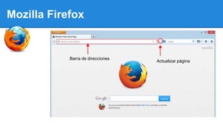 Mozilla Firefox
Barra de direcciones
Actualizar página
 