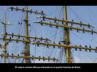 El velero rumano  Mircea  entrando en el puerto francés de  Brest .   