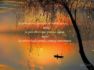 Se achares que precisas de voltar atrás,
volta!
Se perceberes que precisa seguir,
segue!
Se estiver tudo errado, começa novamente.

 