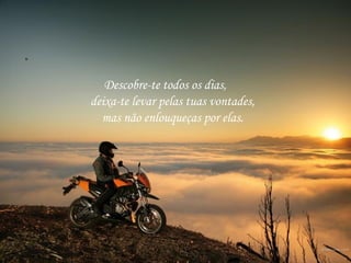 Descobre-te todos os dias,
deixa-te levar pelas tuas vontades,
mas não enlouqueças por elas.
 