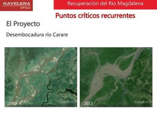 Recuperación del Rio Magdalena 
Puntos críticos recurrentes 
El Proyecto 
Desembocadura río Carare 
1969 2013 
1969 2014 
 