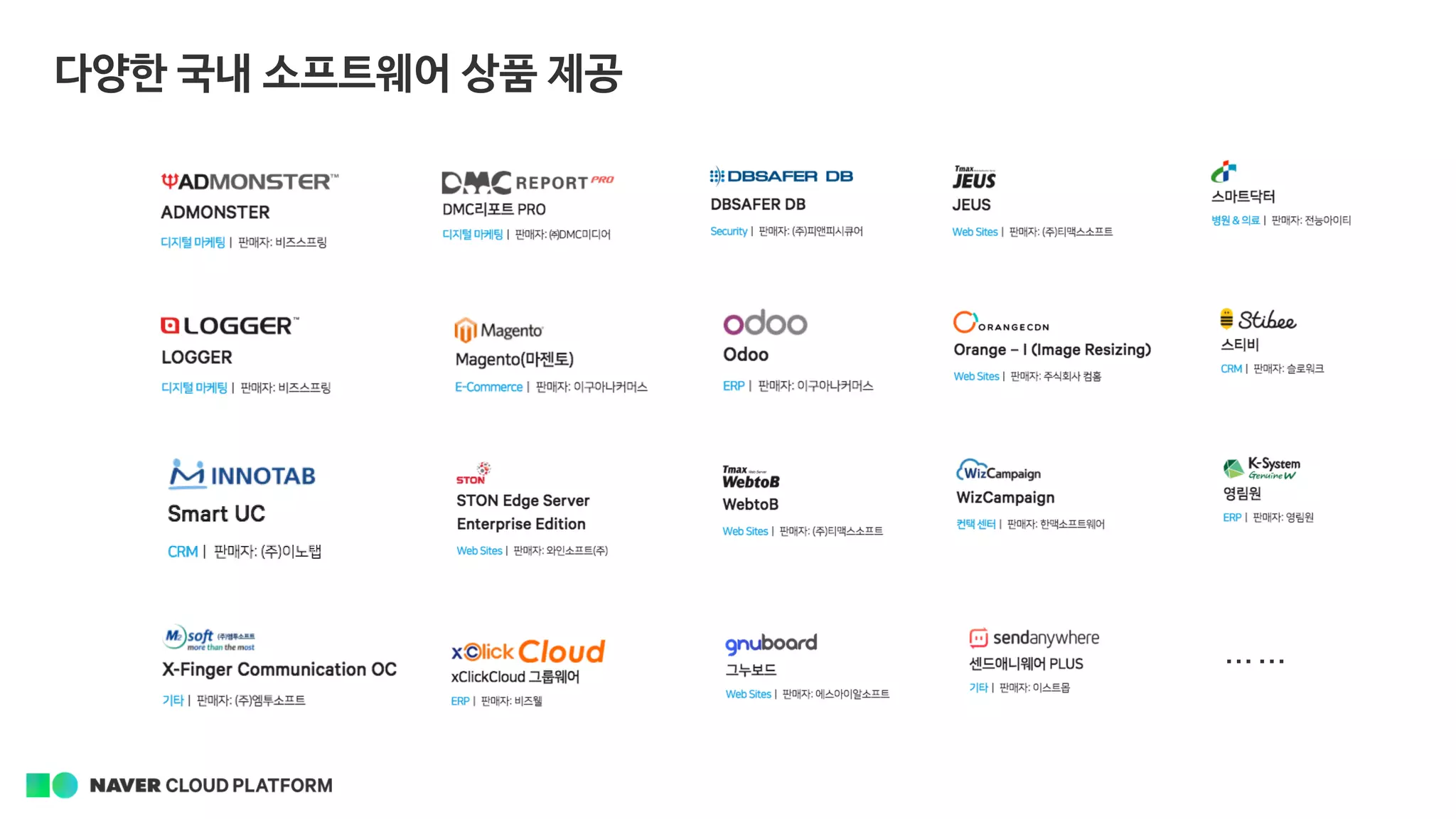 다양한 국내 소프트웨어 상품 제공
……
 