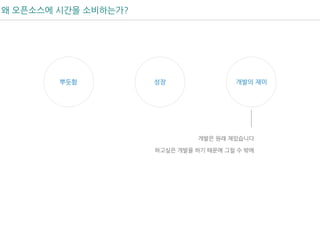 왜 오픈소스에 시간을 소비하는가?
성장 개발의 재미뿌듯함
개발은 원래 재밌습니다
하고싶은 개발을 하기 때문에 그럴 수 밖에
 