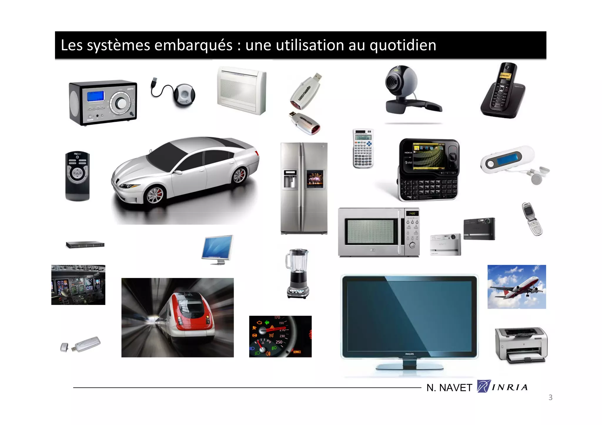 3
Les systèmes embarqués : une utilisation au quotidien




                                                   N. NAVET
                                                                  3
 