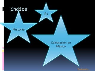 índice
Es
Historia
Celebración en
México
Evaluación…