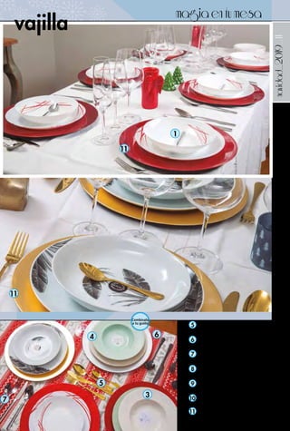 _11
3
8
9
11
11
10
11
4
5
5
6
6
7
7
1
navidad_2019
JUEGO 24 CUBIERTOS CELEBRART
Inox ORO.
22,95 € Ref. 82.974
JUEGO 24 CUBIERTOS CELEBRART
Inox NEGRO.
26,00 € Ref. 82.975
JUEGO 24 CUBIERTOS CARACTERE
Inox.
39,95 € Ref. 82.977
JUEGO 6 COPAS AGUA BELIA
36 cl. Cristal de Bohemia.
9,20 € Ref. 82.961
JUEGO 6 COPAS FLAUTA BELIA
20 cl. Cristal de Bohemia.
9,20 € Ref. 82.962
JUEGO 6 COPAS VINO BELIA
58 cl. Cristal de Bohemia.
9,90 € Ref. 82.959
BAJOPLATO
Polipropileno. Rojo, dorado o plateado. 33 cm.
2,50 € Ref. 82.385 - 82.387
vajilla
magiaentumesa
Combínalo
a tu gusto
 