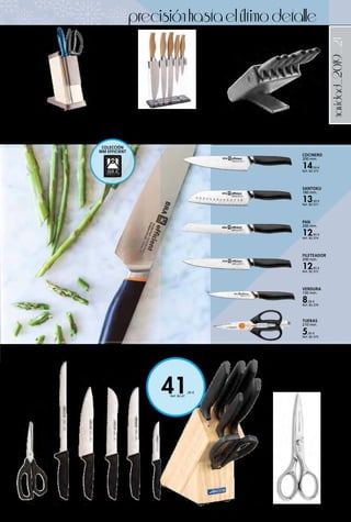 _21
41,95 €
Ref. 82.47
navidad_2019
TACOMA
CON 6 CUCHILLOS
45,00 € Ref. 82.835
precisiónhastaelúltimodetalle
JUEGO CUCHILLOS
ARCOS
Taco madera
5 cuchillos + tijera.
Ref. 82.47
VERDURA
130 mm.
8,50 €
Ref. 82.370
SANTOKU
180 mm.
13,50 €
Ref. 82.371
FILETEADOR
200 mm.
12,85 €
Ref. 82.372
COCINERO
200 mm.
14,50 €
Ref. 82.373
PAN
200 mm.
12,85 €
Ref. 82.374
TIJERAS
210 mm.
5,95 €
Ref. 82.375
TACOMA UNIVERSAL
Con soporte trasero para tijeras.
Sin utensilios.
15,95 € Ref. 82.836
TACOMA 5 CUCHILLOS
BAOBAB
mango madera.
17,00 € Ref. 82.980
TIJERA COCINA MASTER
3 CLAVELES
Inox. 8”.
24,95 € Ref. 82.106
COLECCIÓN
MM EFFICIENT
 