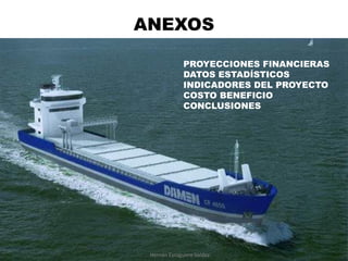 ANEXOS
Hernán Eyzaguirre Valdez
PROYECCIONES FINANCIERAS
DATOS ESTADÍSTICOS
INDICADORES DEL PROYECTO
COSTO BENEFICIO
CONCLUSIONES
Hernán Eyzaguirre Valdez
 