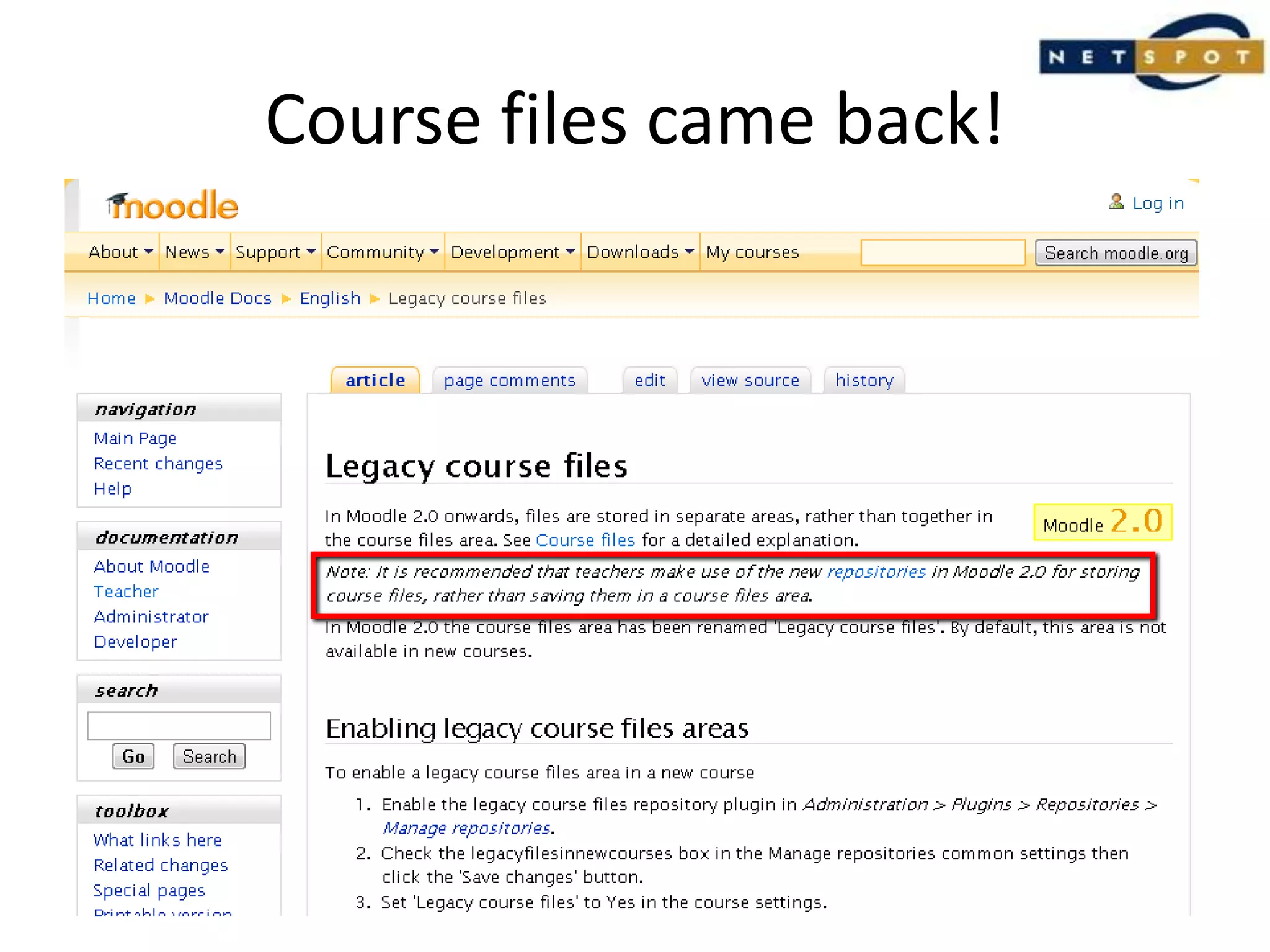 Course files came back!