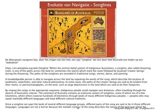 Evolutie van Navigatie - Songlines
De Aboriginals navigeren bijv. door het zingen van een lied, een zgn “songline” die hen...