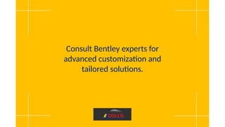 Consult Bentley experts for
advanced customization and
tailored solutions.
 