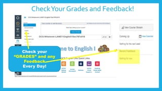 CheckYour Grades and Feedback!
Check your
“GRADES” and any
Feedback
Every Day!
 
