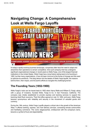 Navigating Change-A Comprehensive Look at Wells Fargo Layoffs