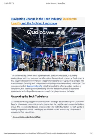 Navigating Change in the Tech Industry-Qualcomm Layoffs and the Evolving Landscape