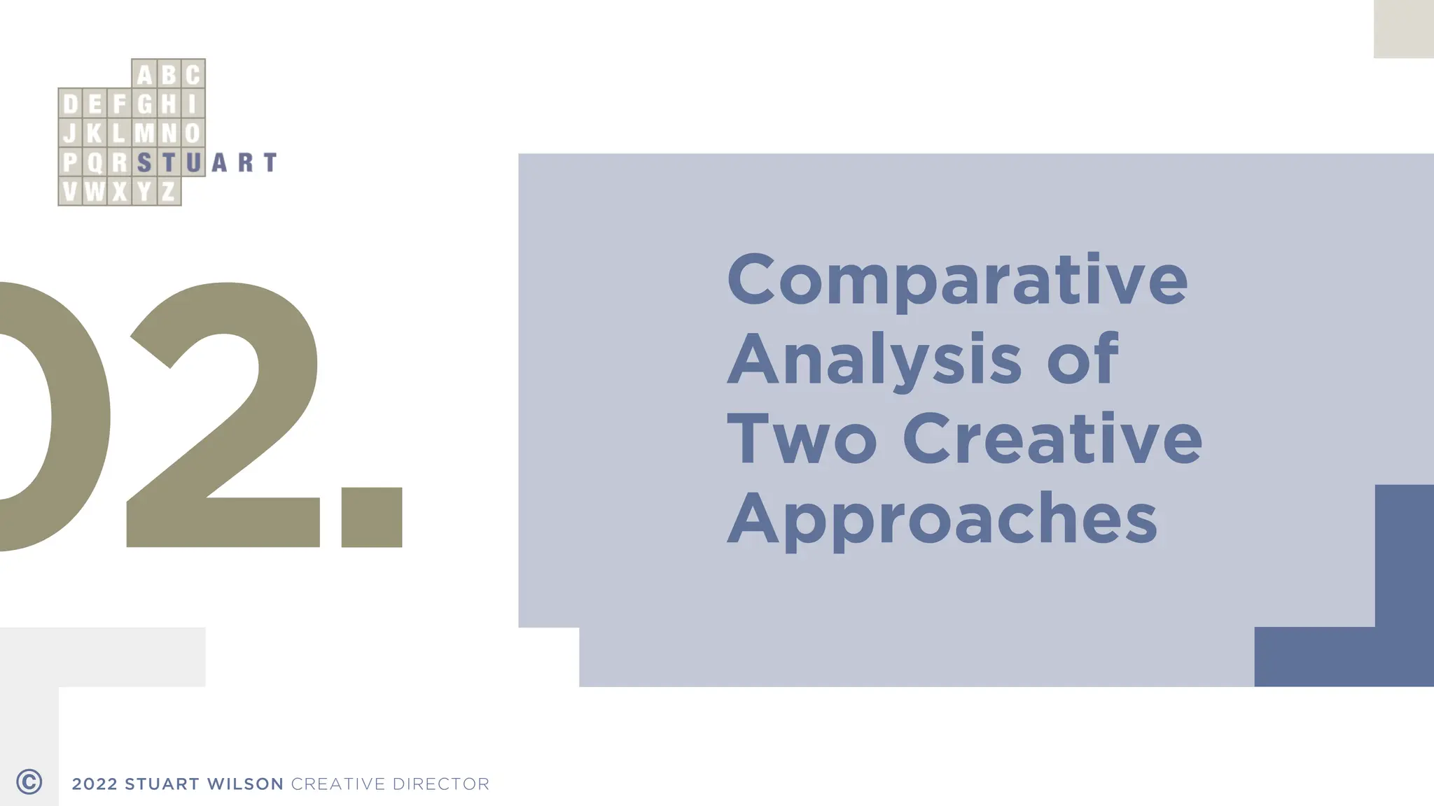 Comparative
Analysis of
Two Creative
Approaches
02.
© 2022 STUART WILSON CREATIVE DIRECTOR
 