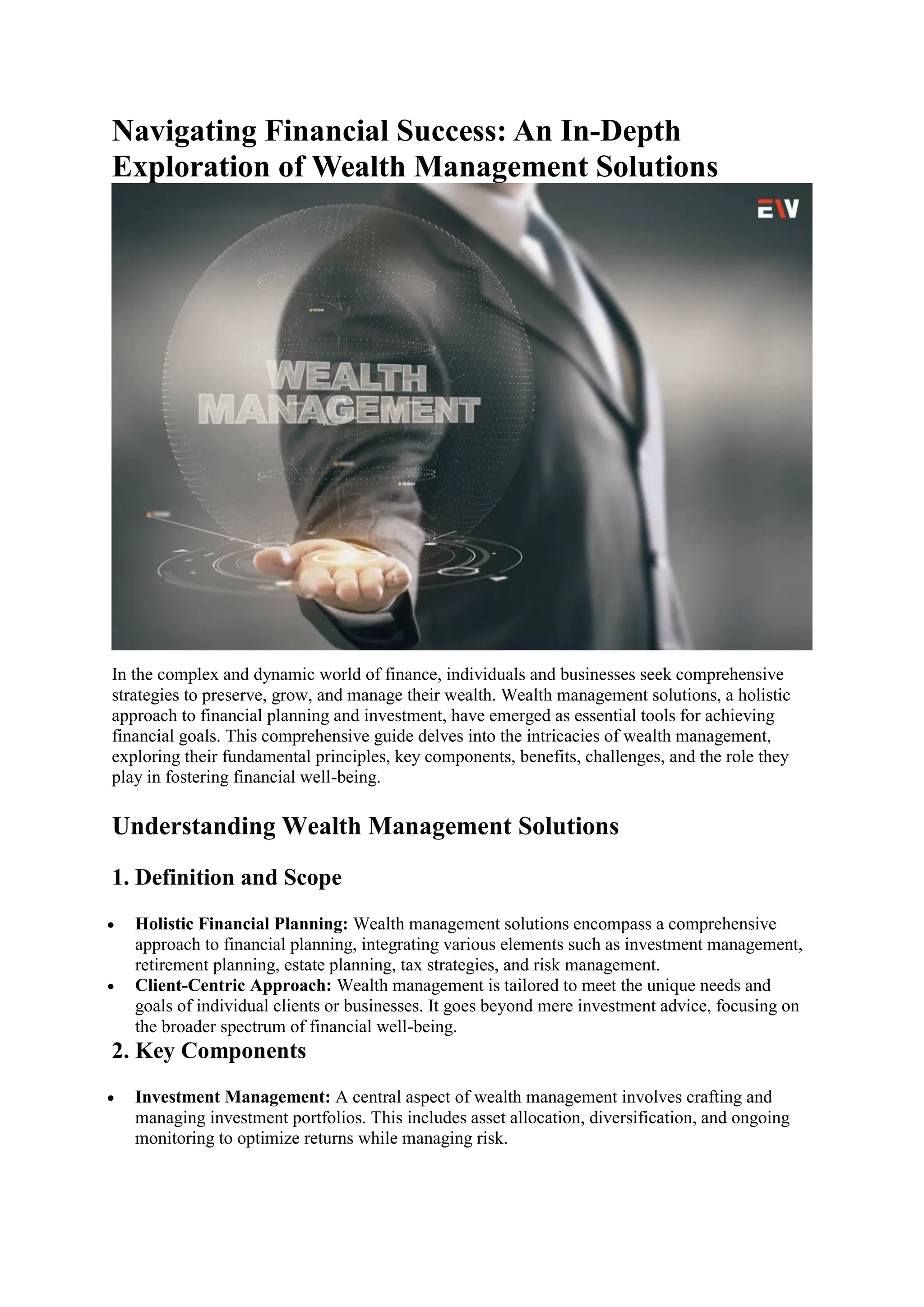Wealth Management Solutions An InDepth Exploration Enterprise Wired(06)