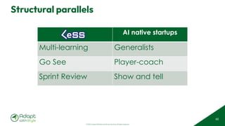 © 2025 Adapt WithStyle and Rowan Bunning. All rights reserved.
Structural parallels
88
AI native startups
Multi-learning Generalists
Go See Player-coach
Sprint Review Show and tell
 