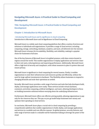 Navigating Microsoft Azure A Practical Guide to Cloud Computing and ...